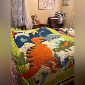 Circo ~Dinosaur Quilt - Orange, Green, Blue~ 100% Cotton and Cotton Fill